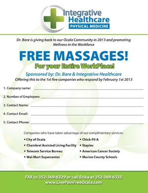 Chronic Pain Ocala FL Free Massages